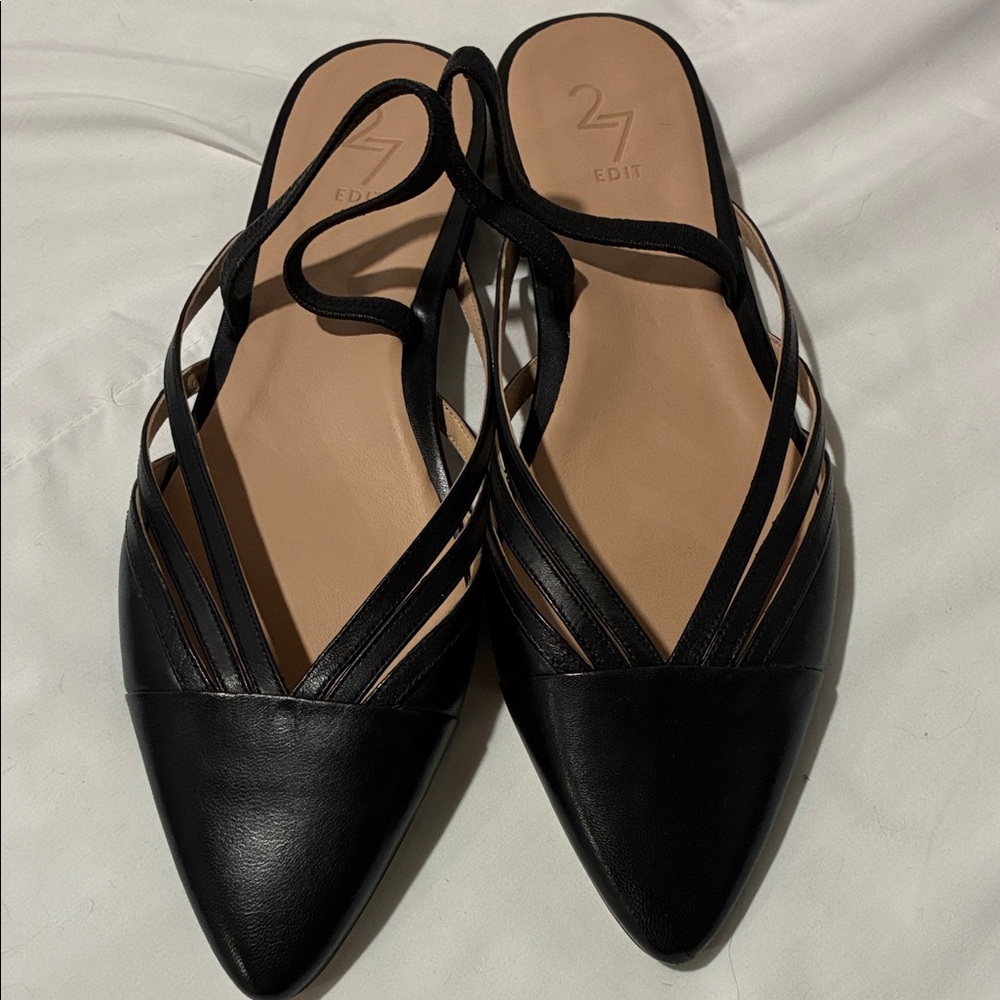 27 EDIT Black Strappy Flats